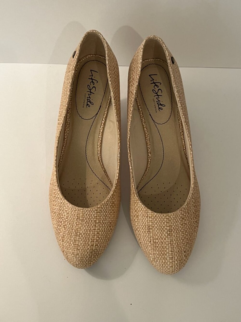 LifeStride Parigi Pumps Heels Raffia Natural Women's Size 11M - EUC